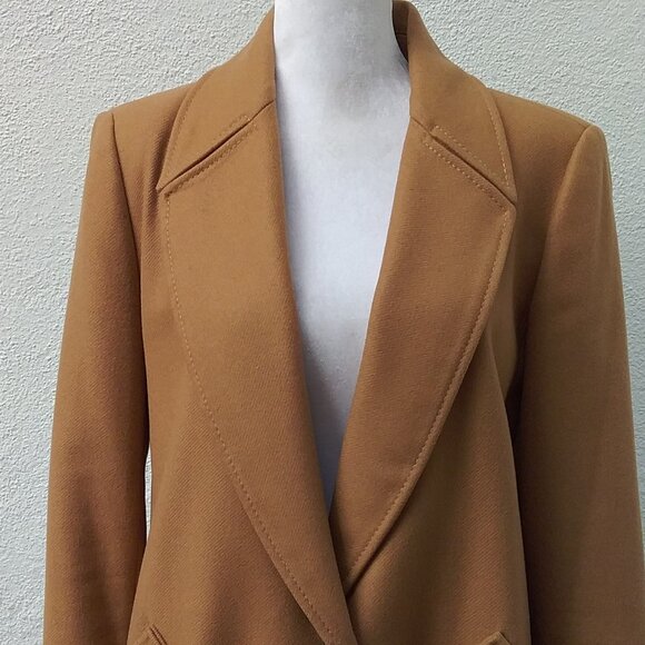 Zara Coat Women's Med Camel Tan Preppy New York Chic Style Classic Chicago Fall - Picture 5 of 9